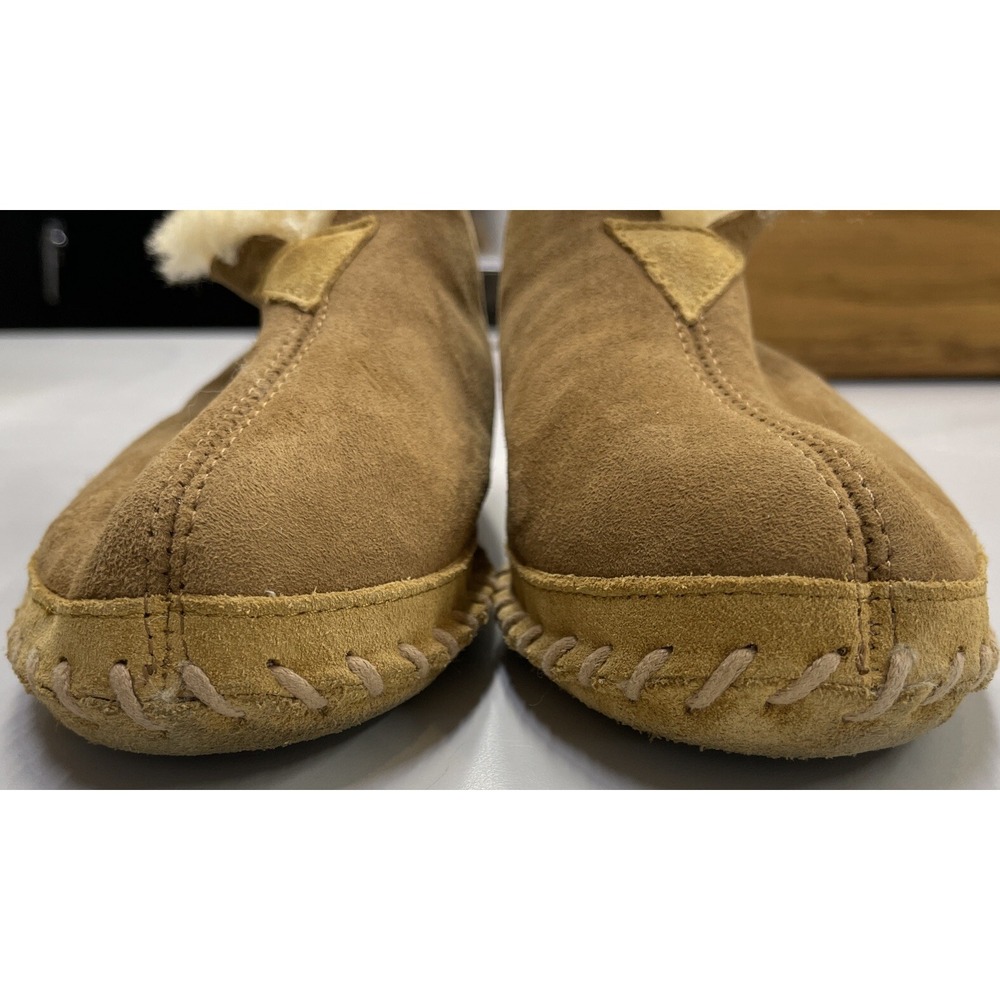 LL Bean Wicked Good Moccasins Suede Shearling Slippers Women's Size US 7 Medium - Picture 12 of 15